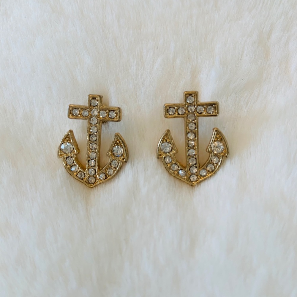 Nautical Anchor Rhinestone Earrings